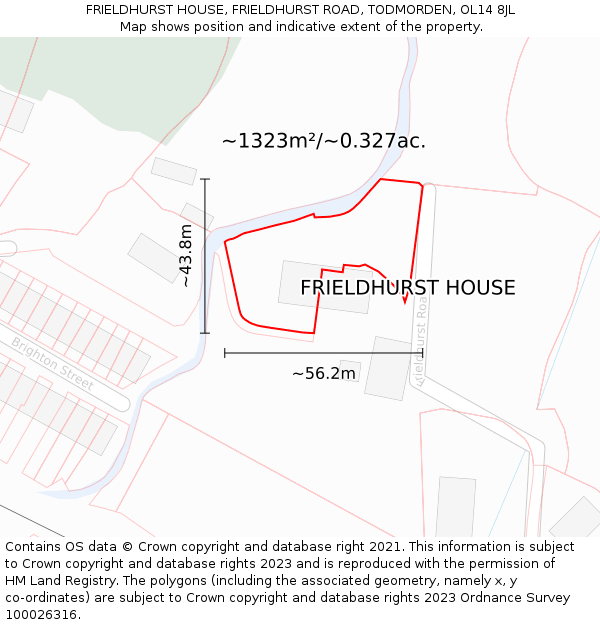 FRIELDHURST HOUSE, FRIELDHURST ROAD, TODMORDEN, OL14 8JL: Plot and title map