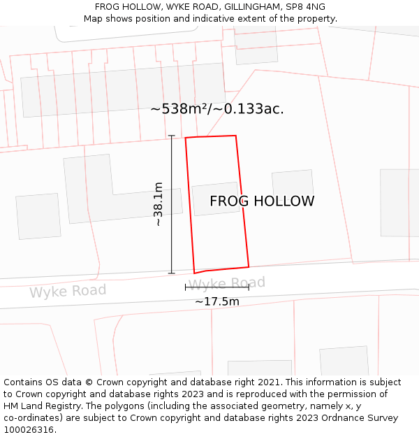 FROG HOLLOW, WYKE ROAD, GILLINGHAM, SP8 4NG: Plot and title map