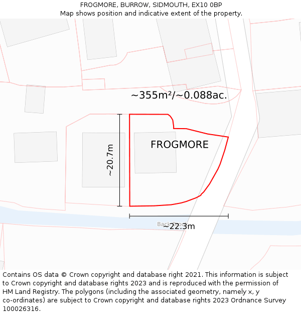 FROGMORE, BURROW, SIDMOUTH, EX10 0BP: Plot and title map