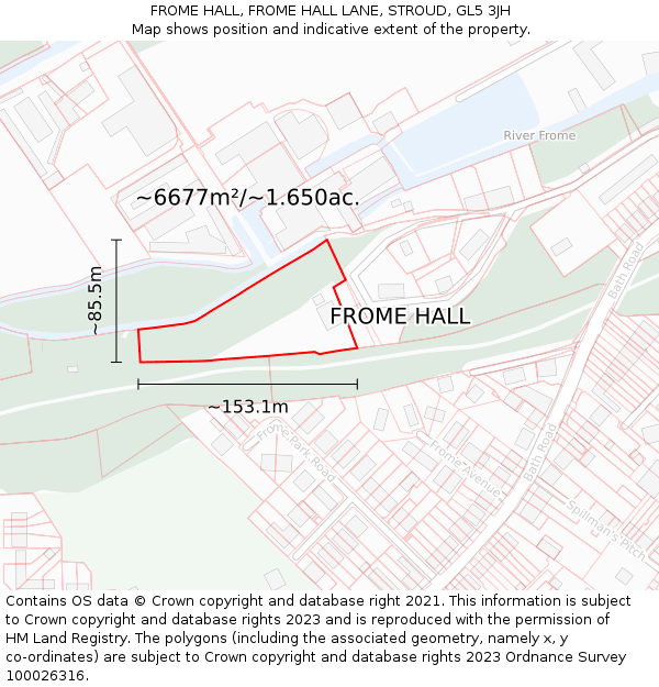 FROME HALL, FROME HALL LANE, STROUD, GL5 3JH: Plot and title map