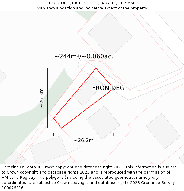 FRON DEG, HIGH STREET, BAGILLT, CH6 6AP: Plot and title map