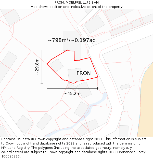 FRON, MOELFRE, LL72 8HH: Plot and title map