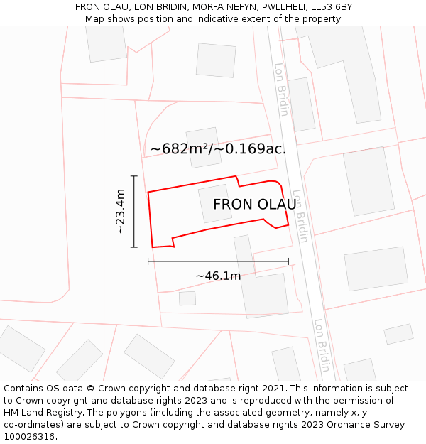 FRON OLAU, LON BRIDIN, MORFA NEFYN, PWLLHELI, LL53 6BY: Plot and title map