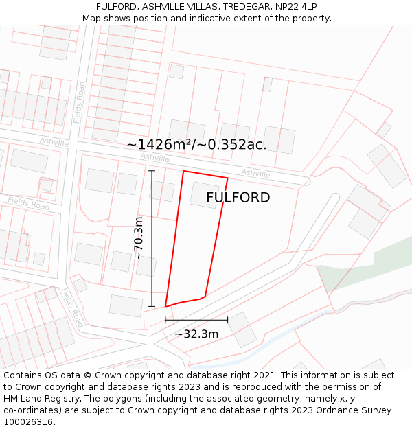 FULFORD, ASHVILLE VILLAS, TREDEGAR, NP22 4LP: Plot and title map