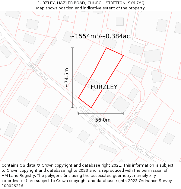 FURZLEY, HAZLER ROAD, CHURCH STRETTON, SY6 7AQ: Plot and title map