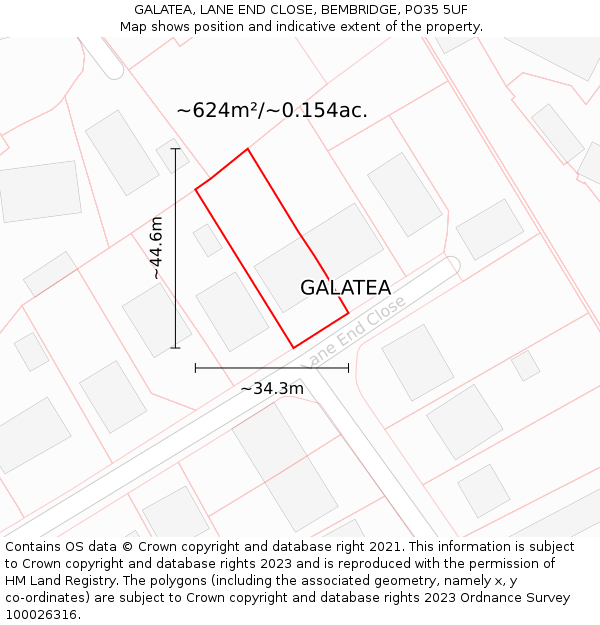 GALATEA, LANE END CLOSE, BEMBRIDGE, PO35 5UF: Plot and title map