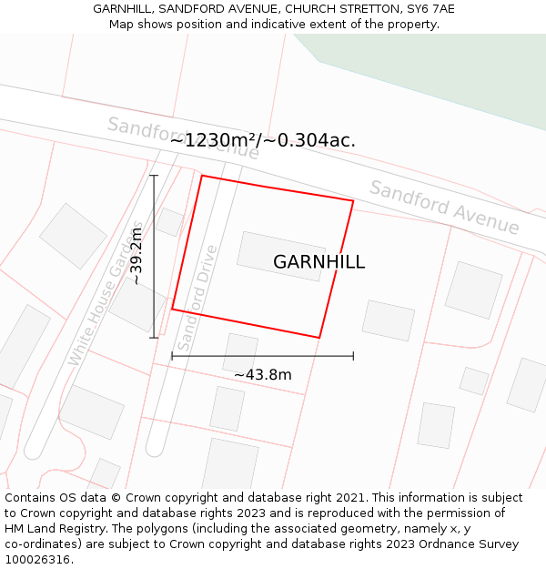 GARNHILL, SANDFORD AVENUE, CHURCH STRETTON, SY6 7AE: Plot and title map