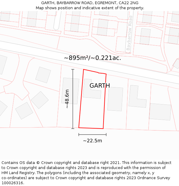 GARTH, BAYBARROW ROAD, EGREMONT, CA22 2NG: Plot and title map