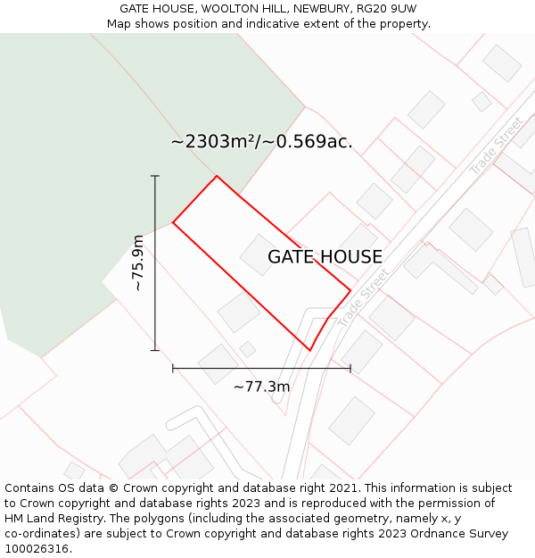 GATE HOUSE, WOOLTON HILL, NEWBURY, RG20 9UW: Plot and title map