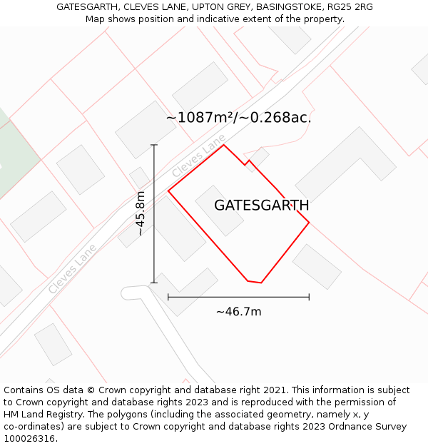 GATESGARTH, CLEVES LANE, UPTON GREY, BASINGSTOKE, RG25 2RG: Plot and title map