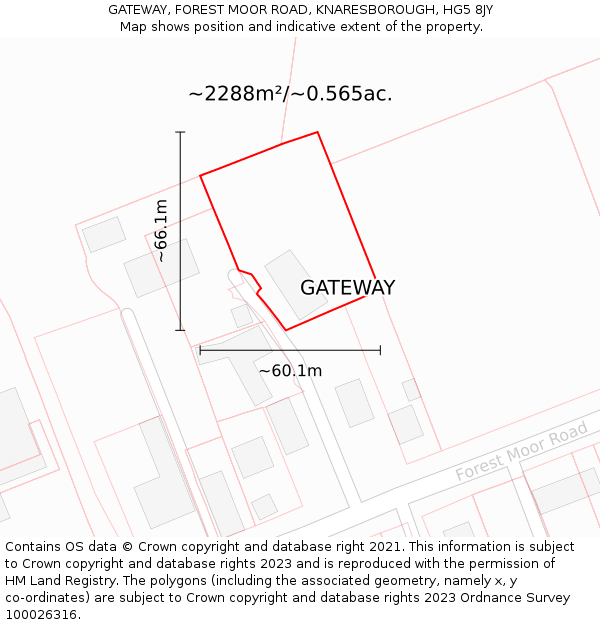 GATEWAY, FOREST MOOR ROAD, KNARESBOROUGH, HG5 8JY: Plot and title map