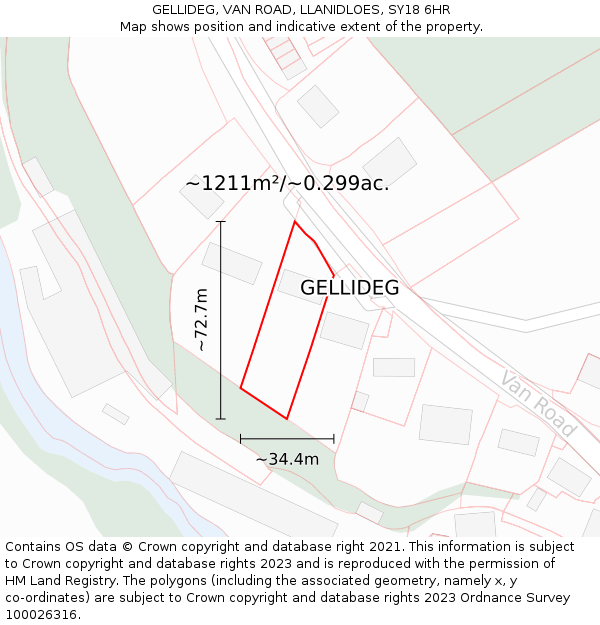 GELLIDEG, VAN ROAD, LLANIDLOES, SY18 6HR: Plot and title map