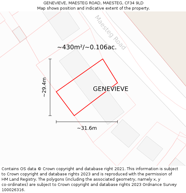 GENEVIEVE, MAESTEG ROAD, MAESTEG, CF34 9LD: Plot and title map