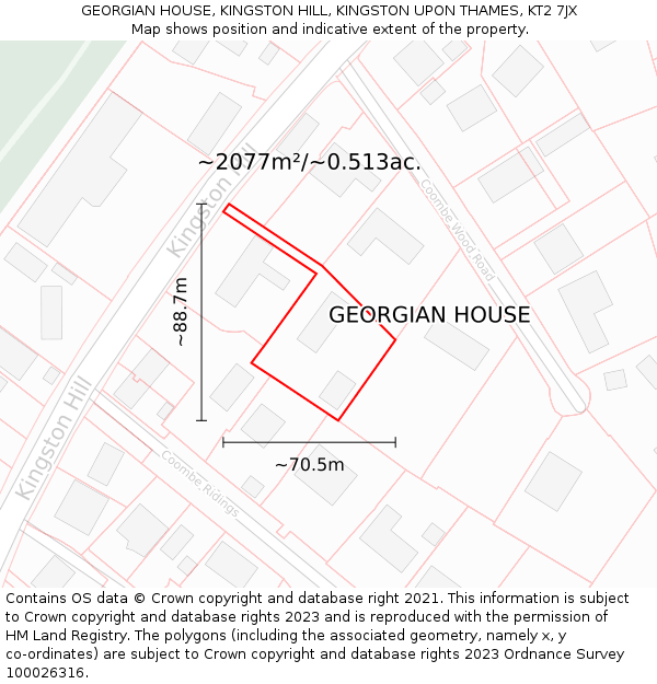 GEORGIAN HOUSE, KINGSTON HILL, KINGSTON UPON THAMES, KT2 7JX: Plot and title map