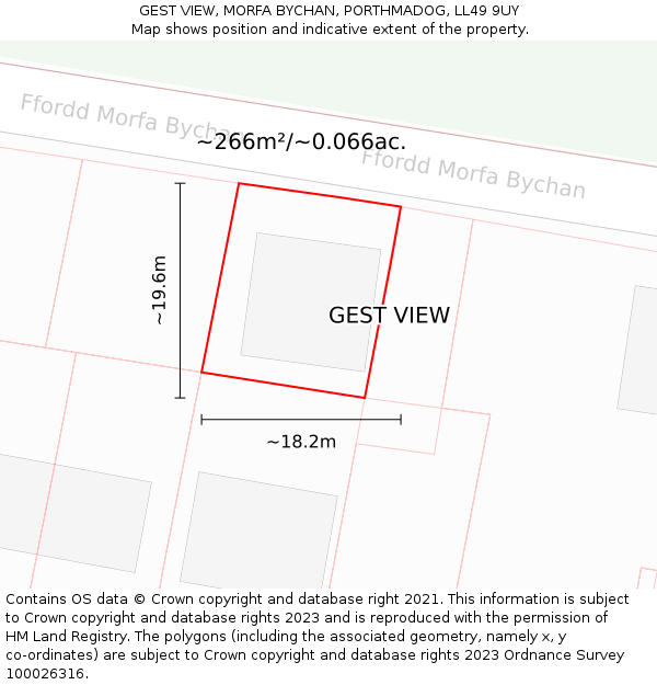 GEST VIEW, MORFA BYCHAN, PORTHMADOG, LL49 9UY: Plot and title map