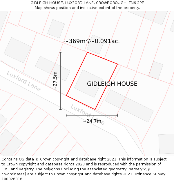 GIDLEIGH HOUSE, LUXFORD LANE, CROWBOROUGH, TN6 2PE: Plot and title map