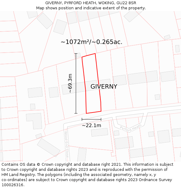 GIVERNY, PYRFORD HEATH, WOKING, GU22 8SR: Plot and title map