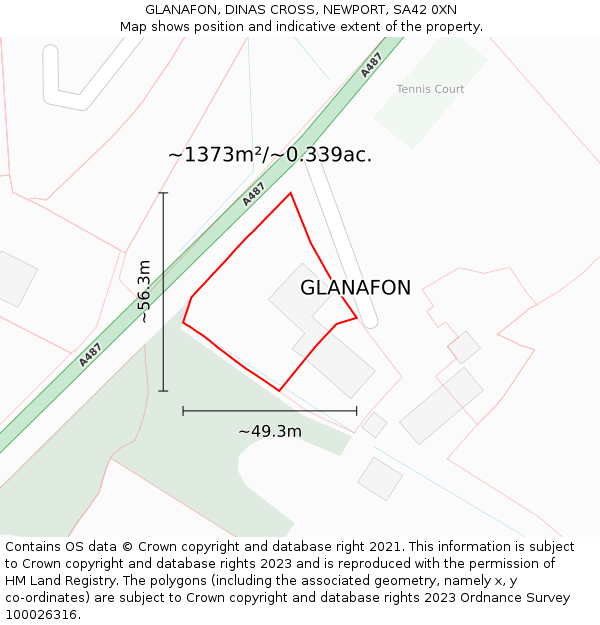 GLANAFON, DINAS CROSS, NEWPORT, SA42 0XN: Plot and title map