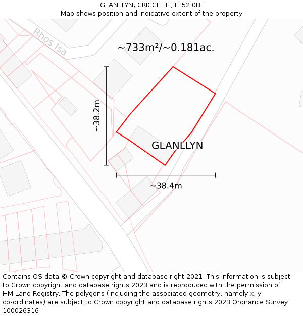 GLANLLYN, CRICCIETH, LL52 0BE: Plot and title map