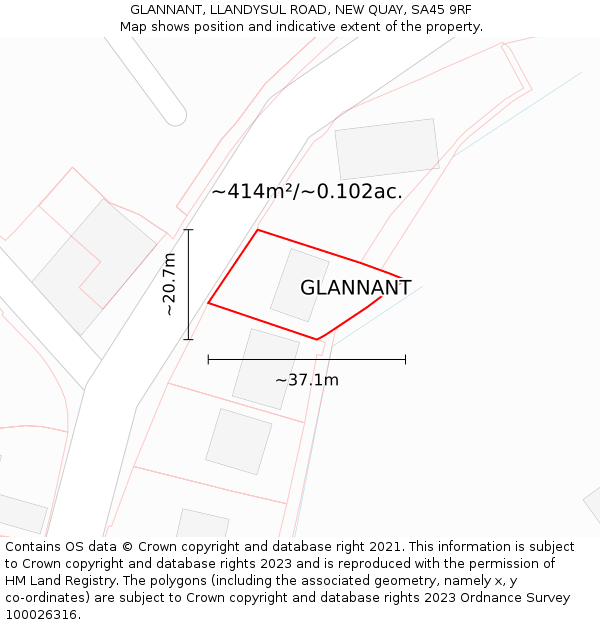 GLANNANT, LLANDYSUL ROAD, NEW QUAY, SA45 9RF: Plot and title map
