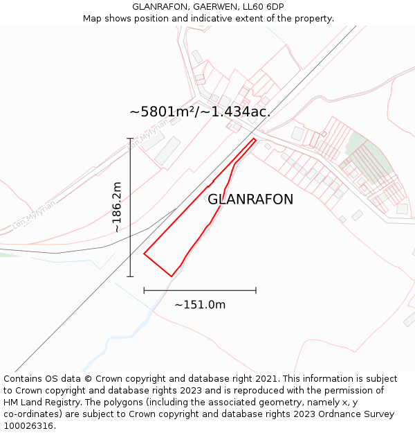 GLANRAFON, GAERWEN, LL60 6DP: Plot and title map