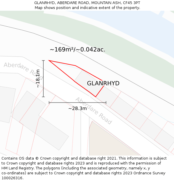 GLANRHYD, ABERDARE ROAD, MOUNTAIN ASH, CF45 3PT: Plot and title map