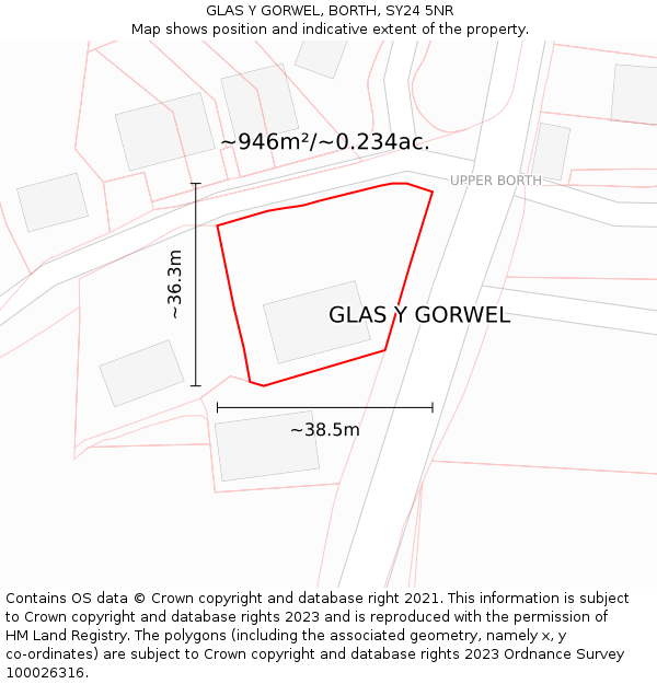 GLAS Y GORWEL, BORTH, SY24 5NR: Plot and title map
