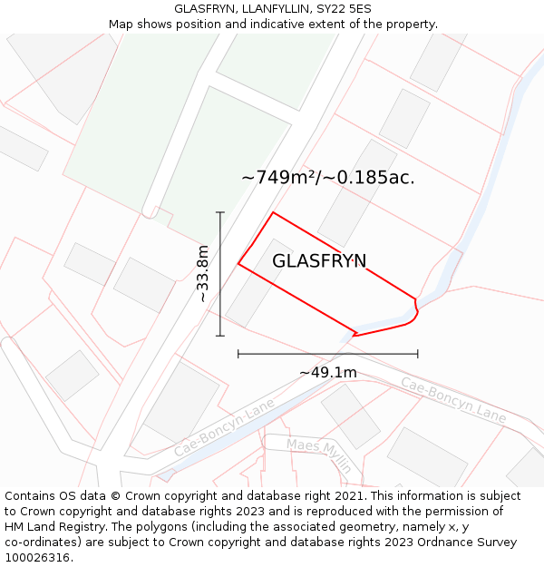 GLASFRYN, LLANFYLLIN, SY22 5ES: Plot and title map