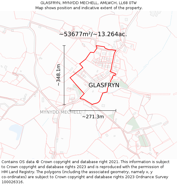 GLASFRYN, MYNYDD MECHELL, AMLWCH, LL68 0TW: Plot and title map