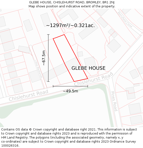 GLEBE HOUSE, CHISLEHURST ROAD, BROMLEY, BR1 2NJ: Plot and title map