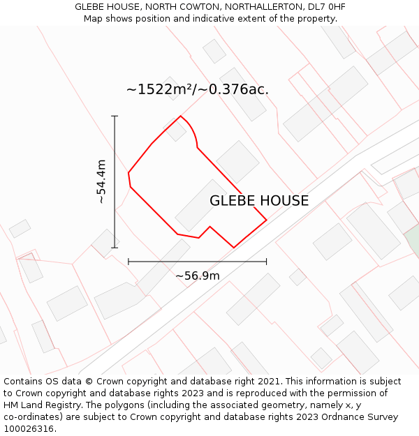 GLEBE HOUSE, NORTH COWTON, NORTHALLERTON, DL7 0HF: Plot and title map