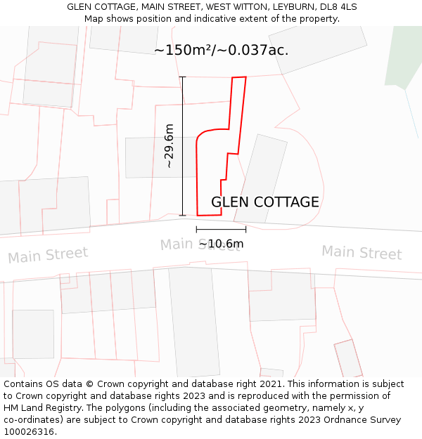 GLEN COTTAGE, MAIN STREET, WEST WITTON, LEYBURN, DL8 4LS: Plot and title map