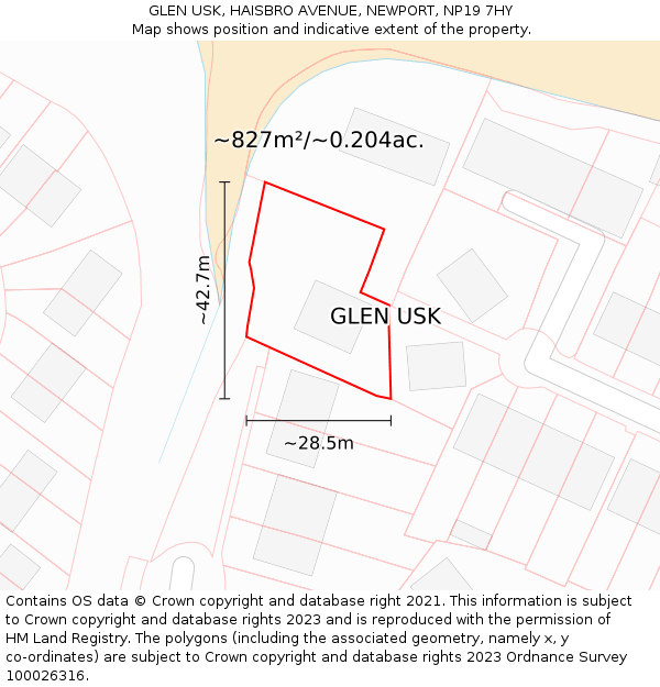 GLEN USK, HAISBRO AVENUE, NEWPORT, NP19 7HY: Plot and title map