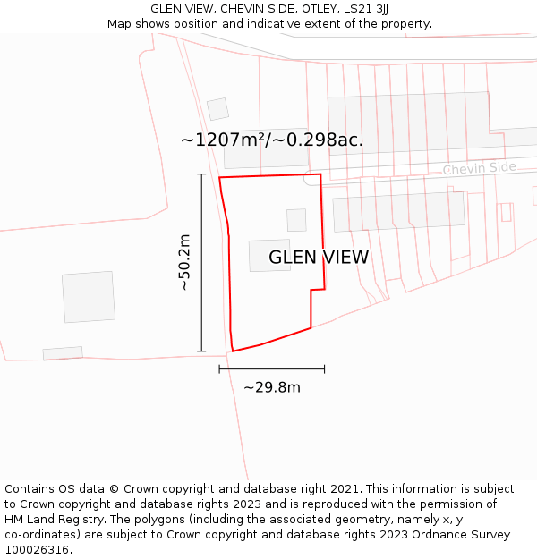 GLEN VIEW, CHEVIN SIDE, OTLEY, LS21 3JJ: Plot and title map