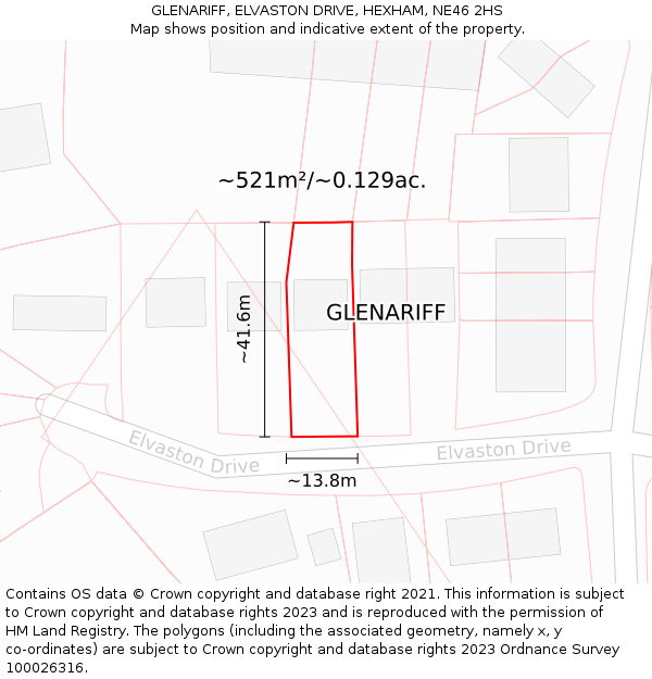 GLENARIFF, ELVASTON DRIVE, HEXHAM, NE46 2HS: Plot and title map
