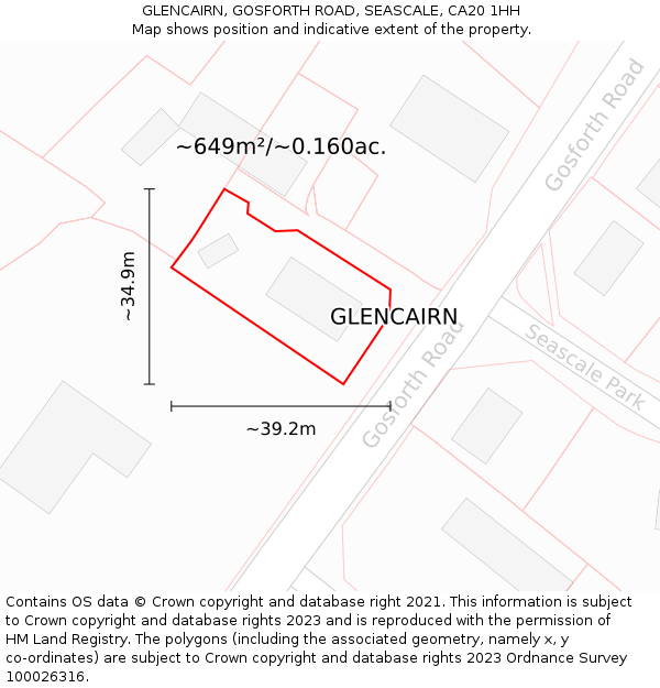 GLENCAIRN, GOSFORTH ROAD, SEASCALE, CA20 1HH: Plot and title map