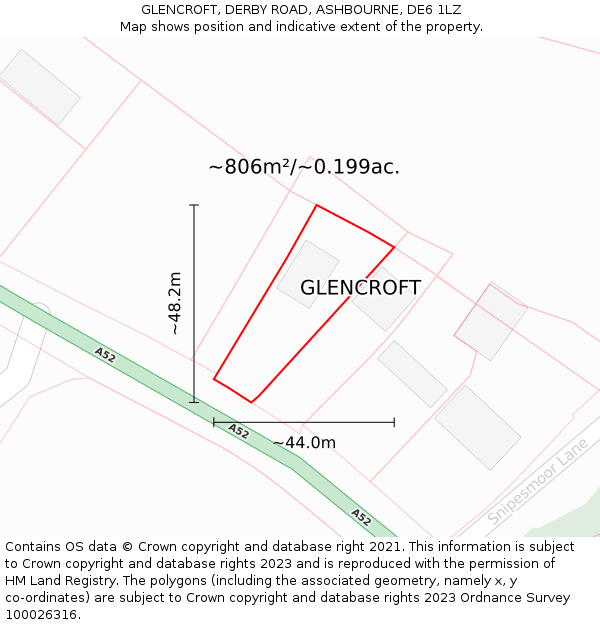 GLENCROFT, DERBY ROAD, ASHBOURNE, DE6 1LZ: Plot and title map