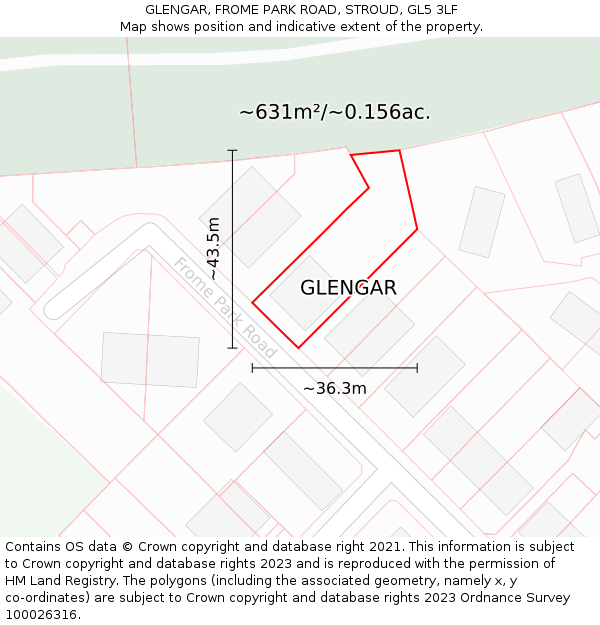 GLENGAR, FROME PARK ROAD, STROUD, GL5 3LF: Plot and title map