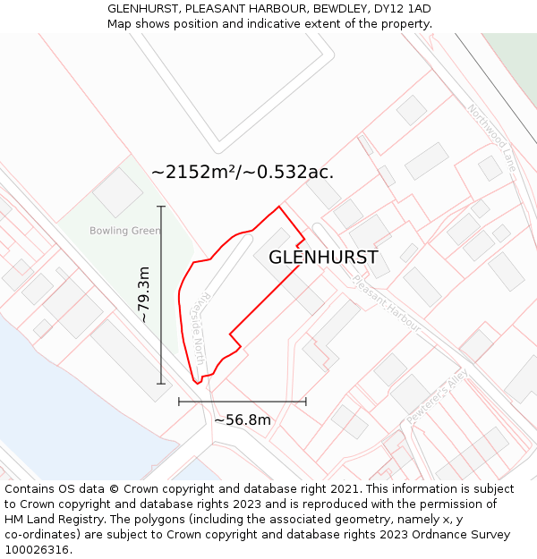 GLENHURST, PLEASANT HARBOUR, BEWDLEY, DY12 1AD: Plot and title map