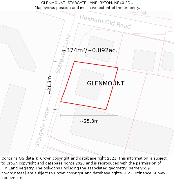 GLENMOUNT, STARGATE LANE, RYTON, NE40 3DU: Plot and title map