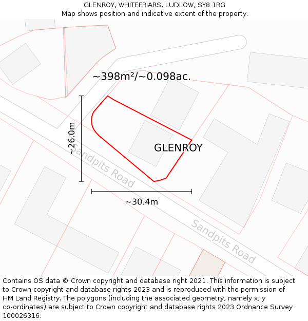 GLENROY, WHITEFRIARS, LUDLOW, SY8 1RG: Plot and title map