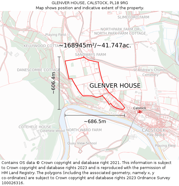 GLENVER HOUSE, CALSTOCK, PL18 9RG: Plot and title map