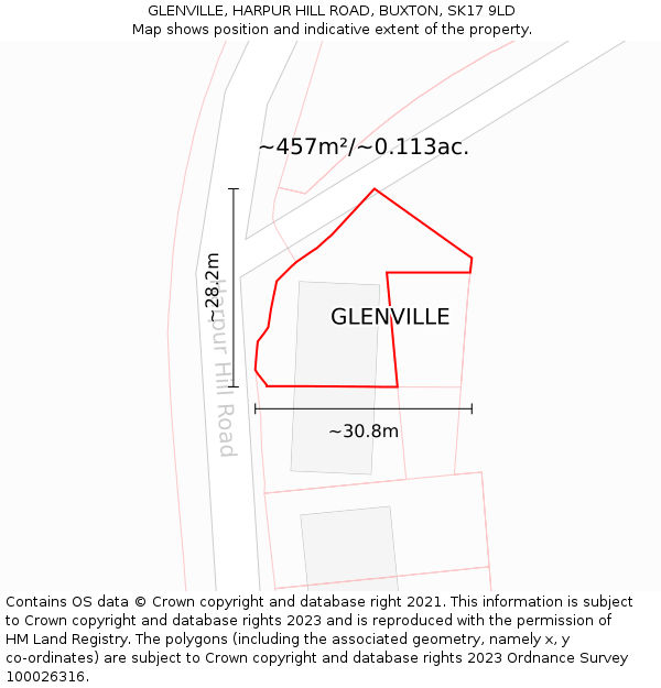 GLENVILLE, HARPUR HILL ROAD, BUXTON, SK17 9LD: Plot and title map