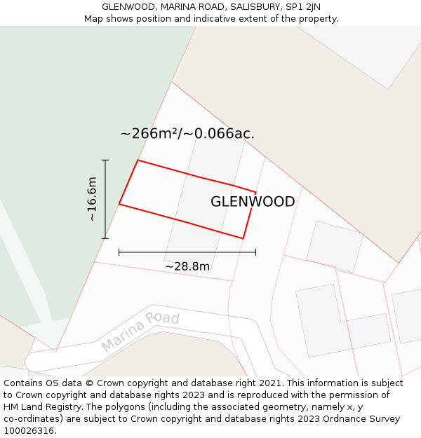 GLENWOOD, MARINA ROAD, SALISBURY, SP1 2JN: Plot and title map