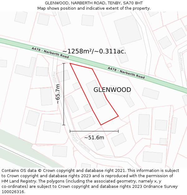 GLENWOOD, NARBERTH ROAD, TENBY, SA70 8HT: Plot and title map
