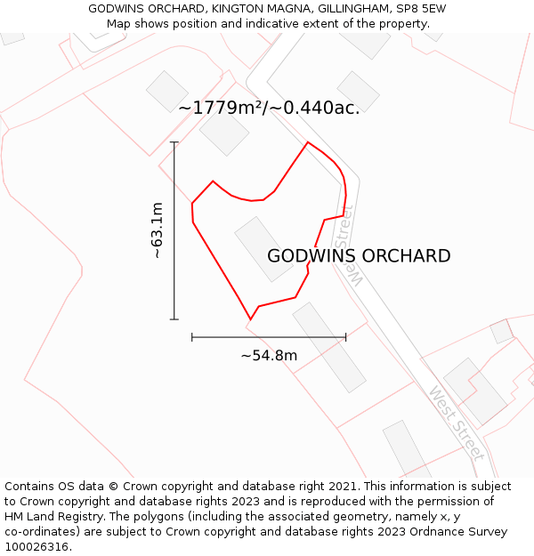 GODWINS ORCHARD, KINGTON MAGNA, GILLINGHAM, SP8 5EW: Plot and title map