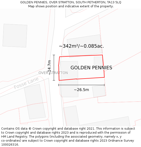 GOLDEN PENNIES, OVER STRATTON, SOUTH PETHERTON, TA13 5LQ: Plot and title map