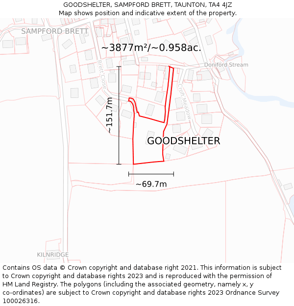 GOODSHELTER, SAMPFORD BRETT, TAUNTON, TA4 4JZ: Plot and title map