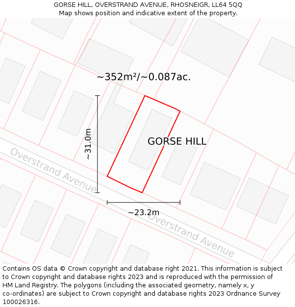 GORSE HILL, OVERSTRAND AVENUE, RHOSNEIGR, LL64 5QQ: Plot and title map