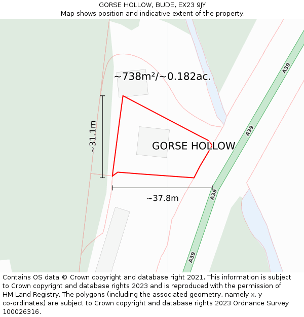 GORSE HOLLOW, BUDE, EX23 9JY: Plot and title map